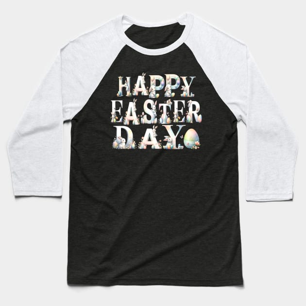 watercolor Springtime Rabbits and Eggs Decor to HAPPY EASTER day Joyful Easter Bunny Greetings Celebration Festive Baseball T-Shirt by First Phenixs